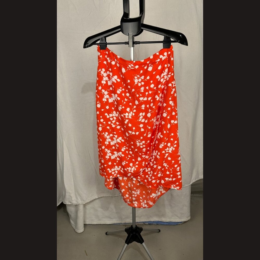 J Crew‎ women's skirt size Medium long orange with white floral details
